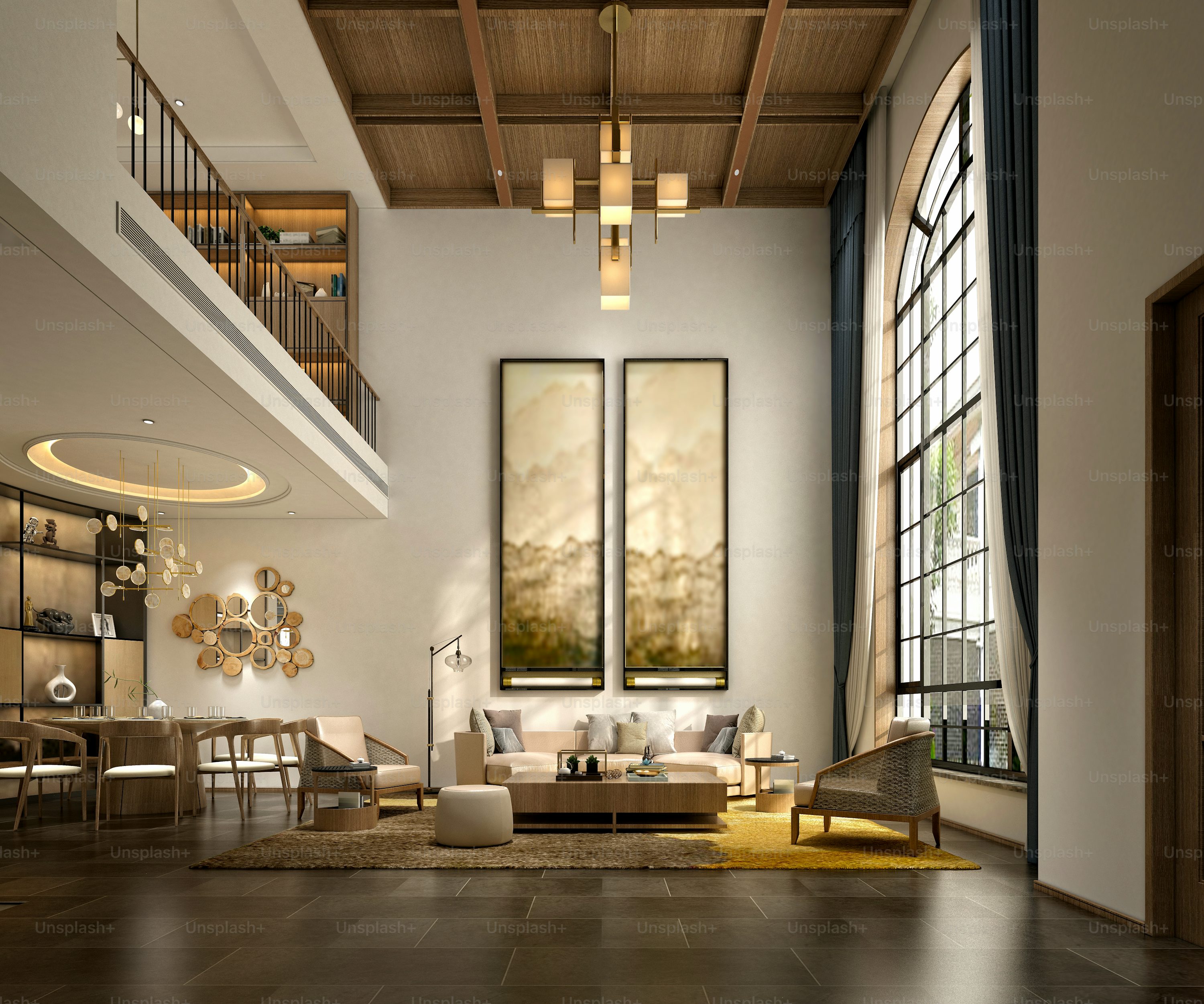 Grand interior with refined wall finish