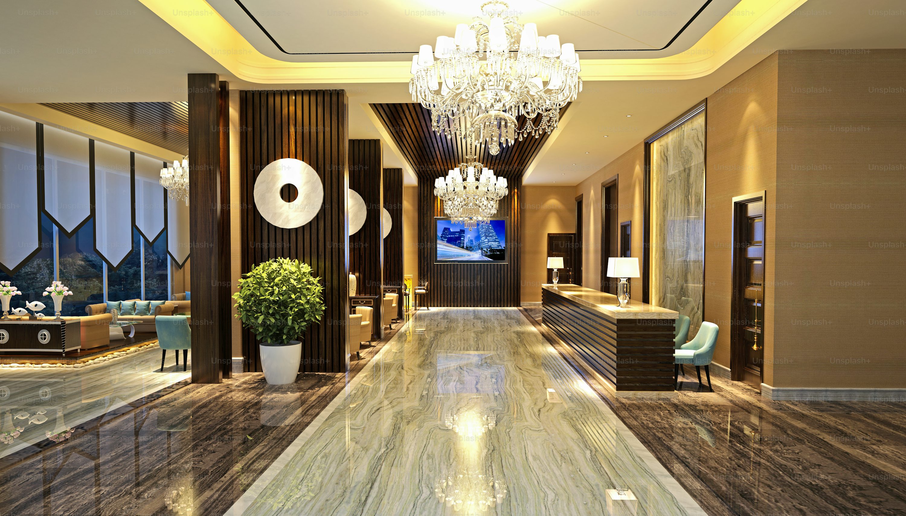 Elegant hotel hallway